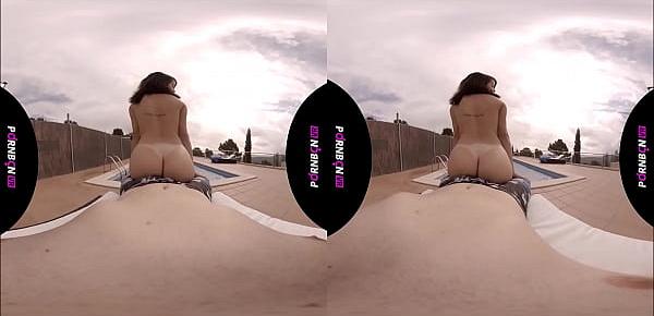  PORNBCN VR 4K | Young amateur fucking in the outdoor public pool Mia Navarro virtual reality 180 3D POV